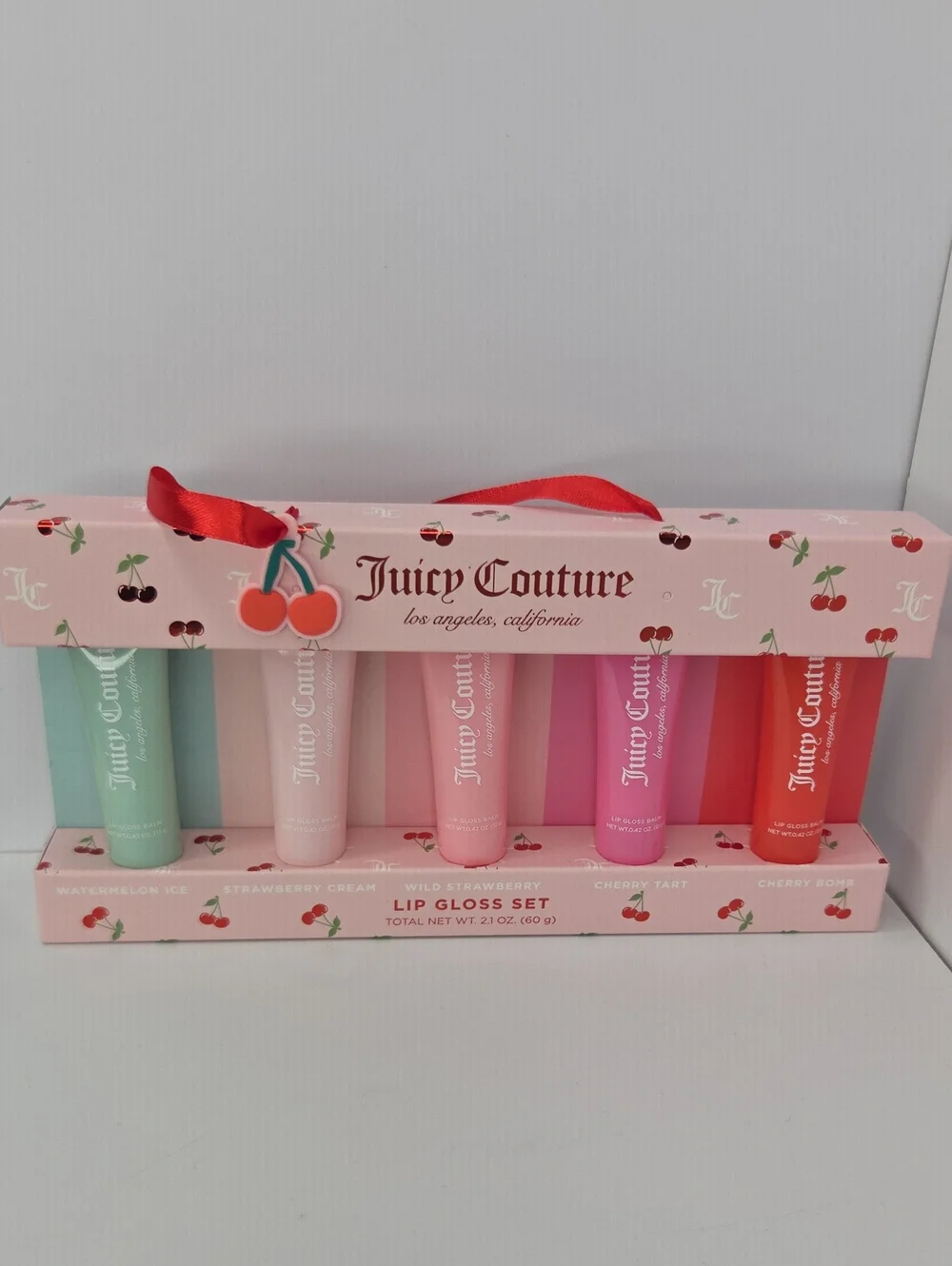 💕▪️Juicy Couture▪️ Cherry Lip Gloss Set - Pastel Pink, Coral, Mint, Pink Shades